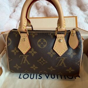 Louis Vuitton Nano Speedy Brown Monogram Handbag brand new